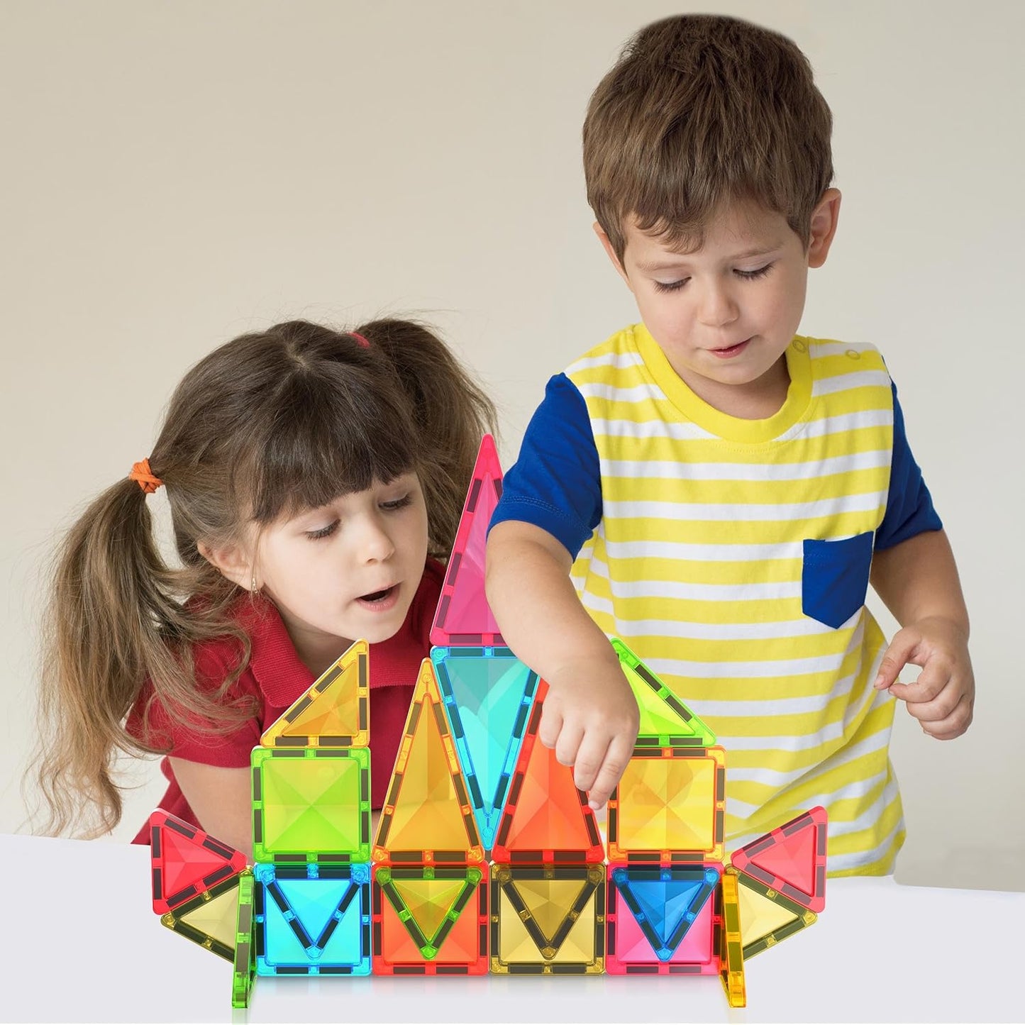 PicassoTiles 40pc Nano Mini Magnetic Tile Construction Building Blocks Travel Toy Set with Storage Case STEM Educational Fun Learning Magnet Tiles Stacking Toys for Toddlers Girls Boys Ages 3+ PN01
