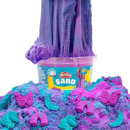 Play-Doh Sand Slime Bucket, Teal and Purple, Cotton Candy Scented, 1.5 Pounds of Play Sand in Resealable Bucket with Magical Molds on the Lid, Creativity for Kids Sensory Toys