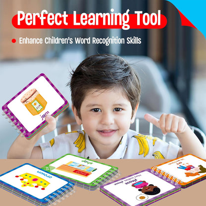 4 Preschool Learning Flipbooks, 96PCS Double Sided Printed Cards Set, Alphabet Letter A-Z, Number 1-20, Feelings and Emotions, Shapes and Colors Mini Board Books Set Early Educational Tool for Kids