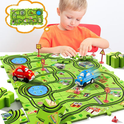 Beby Buty 64PCS Puzzle Track Car Set Toys for Kids Boys, Toddler Toys Gifts for 3 4 5 Year Old, Floor Puzzle Tracks Car for Boys Ages 3-5 4-6, for 3 4 5 6 Year Old