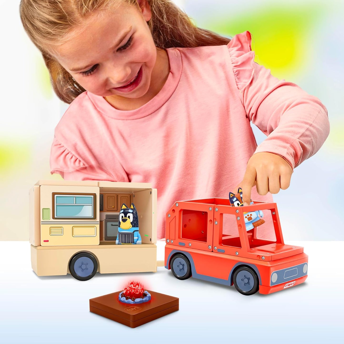 Tile Town Bluey Heeler Family Home 52-Piece Magnetic Tile Playset, Interactive STEM Magnetic Tiles Toys, Includes Bluey & Bingo Figures, Action Tiles