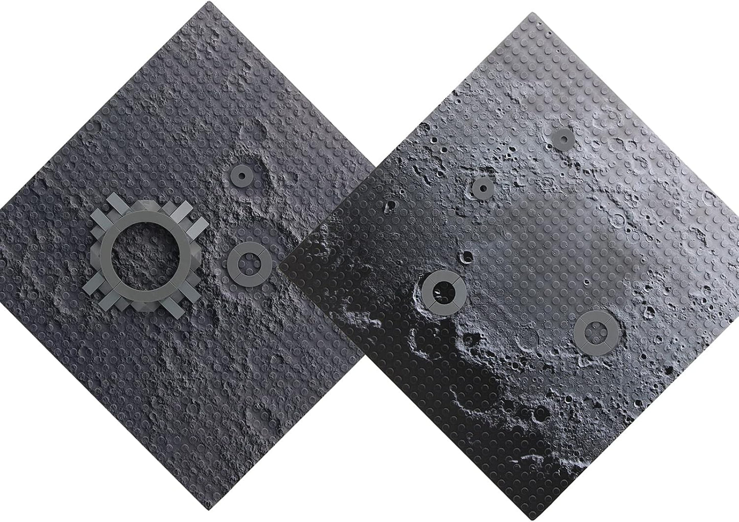 Feleph Space Moon Baseplate 10x10 inches Classic Building Blocks Base Plate Gray Compatible with Major Brands - 4PCS