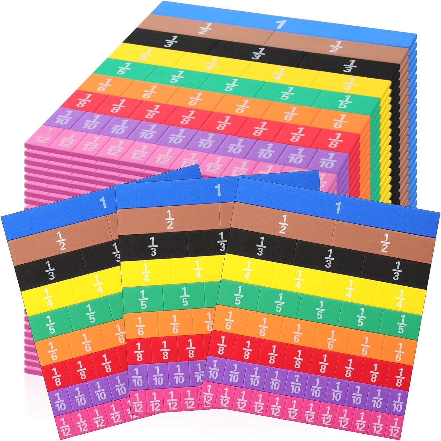 Sayglossy 48 Sets Fraction Tiles Set for Math Classroom Fractions Manipulatives Math Learning Manipulatives for Home School Supplies