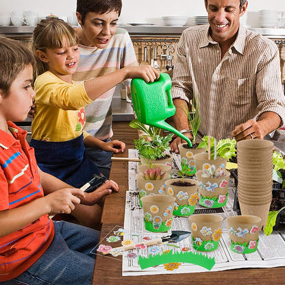 JYNTERPLAY 18 Pack Spring Garden Paper Pot Craft Kit Include 18 Pcs Paper Mache Pots and 108 Pcs Adhesive Foam Stickers Bulk for Kids Flower Planting Growing DIY Painting