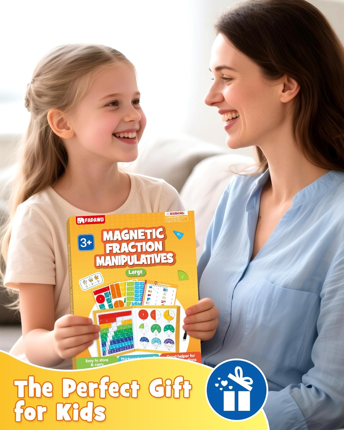 Large Magnetic Fraction Demonstration Book, Magnetic Fraction Educational Puzzle with Tiles & Circles, Montessori Fraction Manipulatives for Elementary School, Maths Learning Toys for Kids
