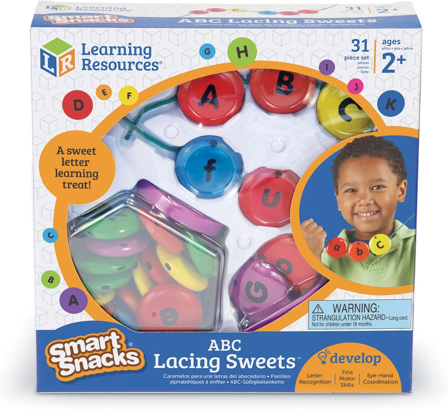 Learning Resources Smart Snacks ABC Lacing Sweets, Fine Motor Toy, 31 Pieces, Ages 2+