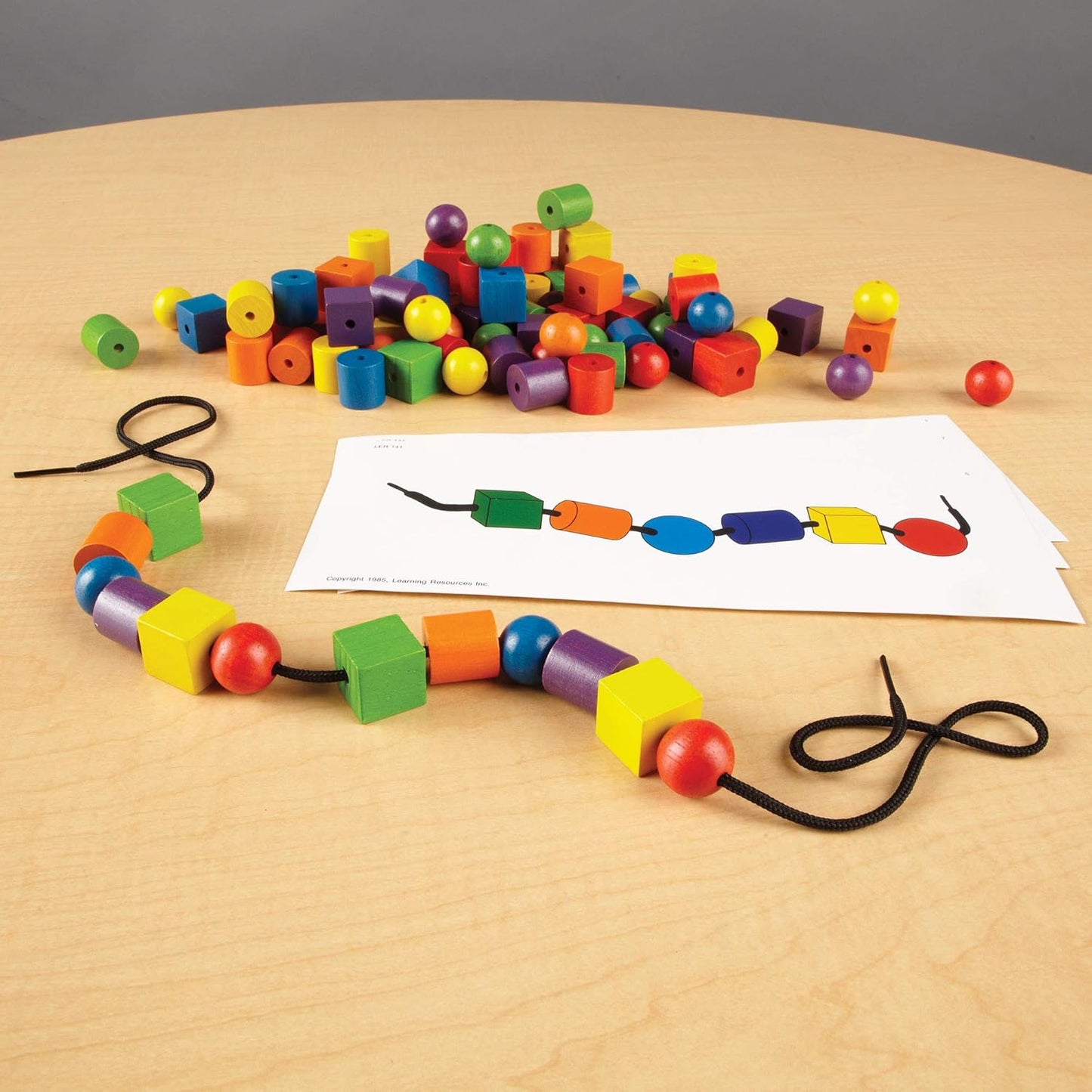 Learning Resources Beads and Patterns Card Set, Lacing Beads, 130 Pieces Ages 3+