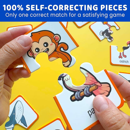 QUOKKA Toddler Puzzles Ages 2-4 – 100% Self-Correcting 16 Matching Pairs of Wood Animals – Educational Toddler Puzzles Ages 1-3 with 32 Pieces - Memory Matching Games for 3-5 Years Old Boys and Girls