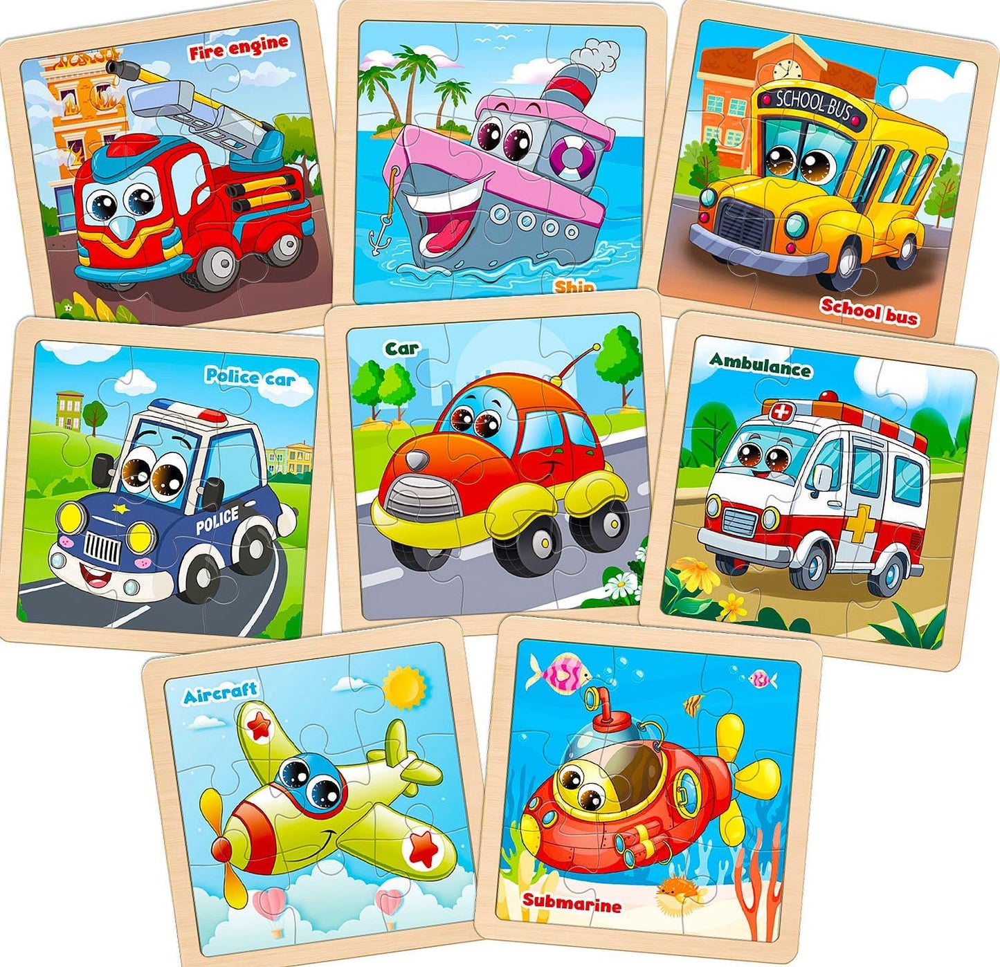 Wooden Animals Puzzles for Toddlers 2-4, 8 Pack 9 PCS Jigsaw Puzzles for Kids 2-4, Wooden Puzzles for Toddlers 3-5, Animal Puzzles for Kids 3-5, Preschool Puzzles Learning Educational Sets Toys