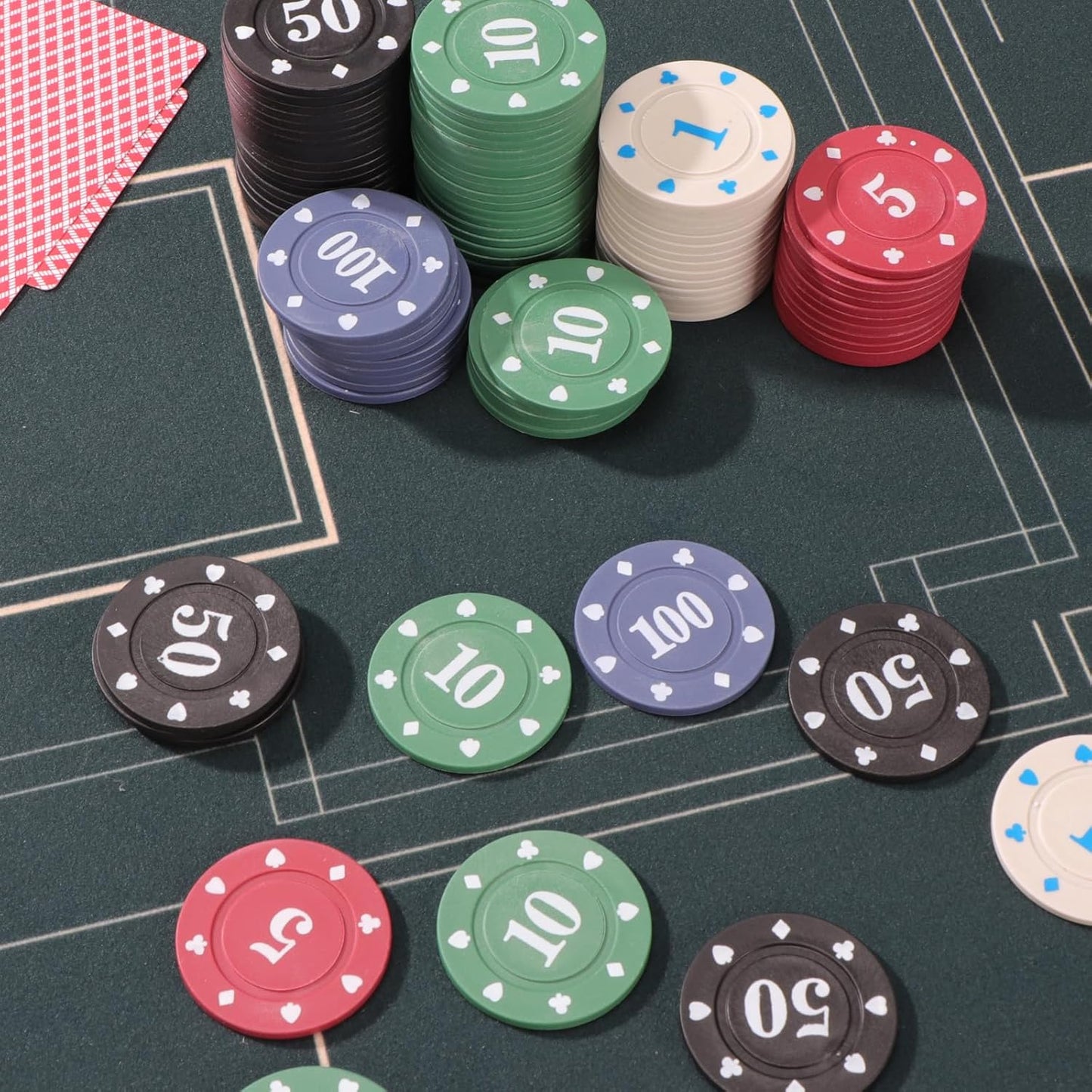 400Pc Numbered Fake Poker Chips Mahjong Chips 4g Light Weight Plastic Counting Chips Value Price Account Counters,Mini Trave Poker Blackjack Sets for Beginner,2 Decks Playing Cards Denominations Games