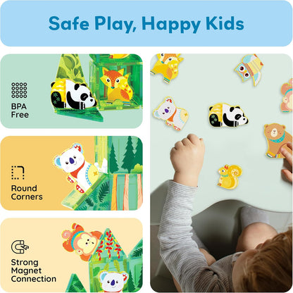 PicassoTiles Magnetic Tile Building Blocks Add On 8 Magnetized Action Figures Construction Vehicles & Zoo Animal Theme Compatible with Magnet Tiles Sets STEM Learning Toy for Boys & Girls Age 3+ PTA21
