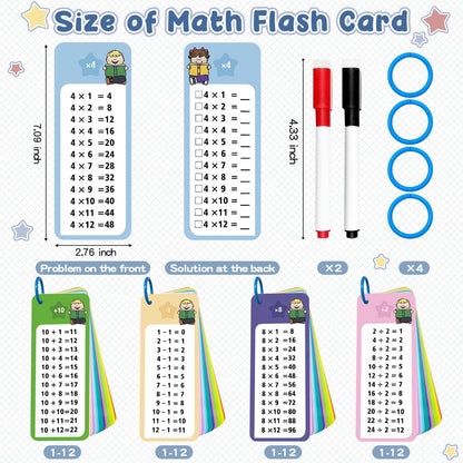 1-12 Multiplication Flash Cards, Large Math Table Flashcards, Including 15 Cards, 2 Dry Erase Markers, 1 Rings, Educational Times Table Flashcards for Classroom Home, for 1st to 3rd Grades