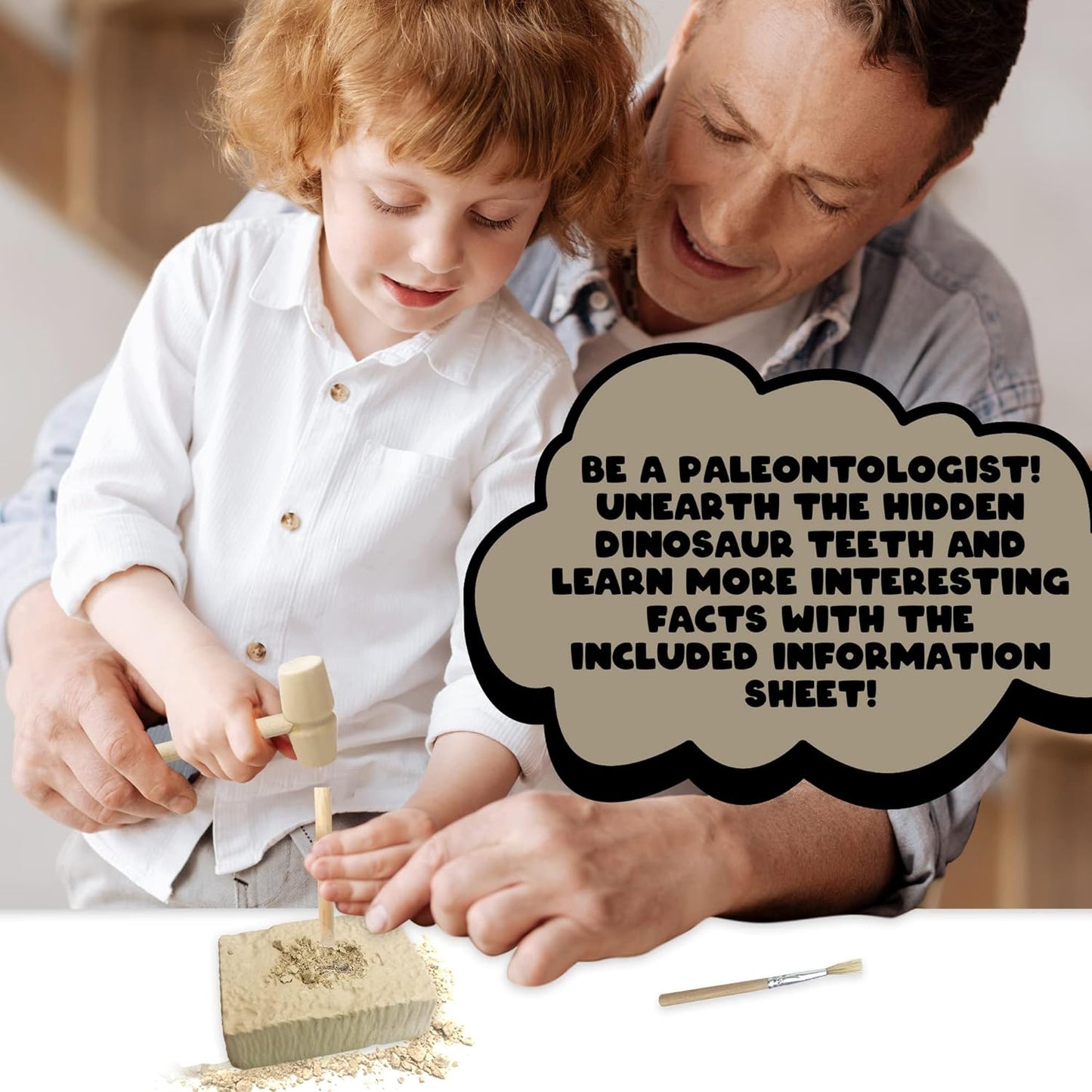 ArtCreativity Dino Teeth Dig and Discover Excavation Kit for Kids, Includes T-rex and Tarbosaurus Toy Fossil Teeth with 2 Digging Tools, Interactive Dinosaur Gifts for Boys and Girls
