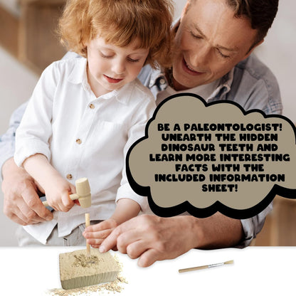 ArtCreativity Dino Teeth Dig and Discover Excavation Kit for Kids, Includes T-rex and Tarbosaurus Toy Fossil Teeth with 2 Digging Tools, Interactive Dinosaur Gifts for Boys and Girls