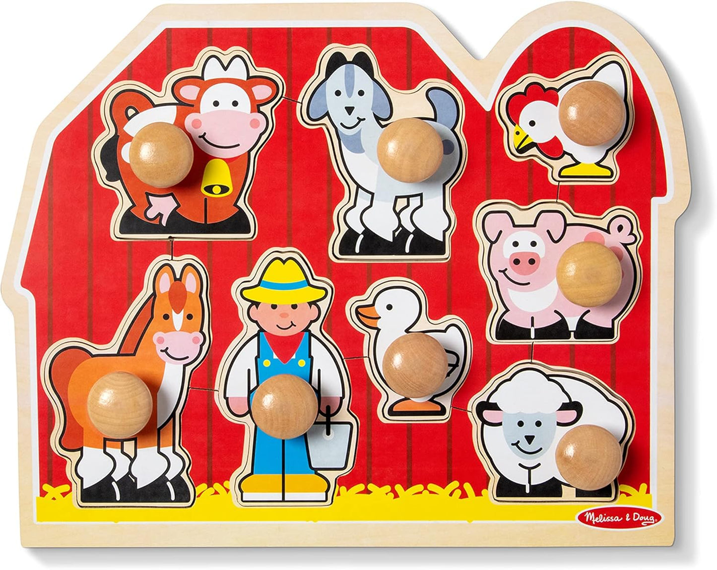 Melissa & Doug Wooden Jumbo Knob Puzzle 2-Pack for Baby and Toddler Boys and Girls – Large Farm, First Shapes