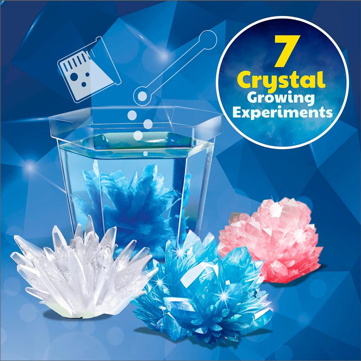 4M Crystal Growing Science Kit - 3 Colored Crystals - Easy DIY STEM Toys Lab Experiment Specimens, A Great Educational Gift for Kids & Teens, Boys & Girls Ages 10+
