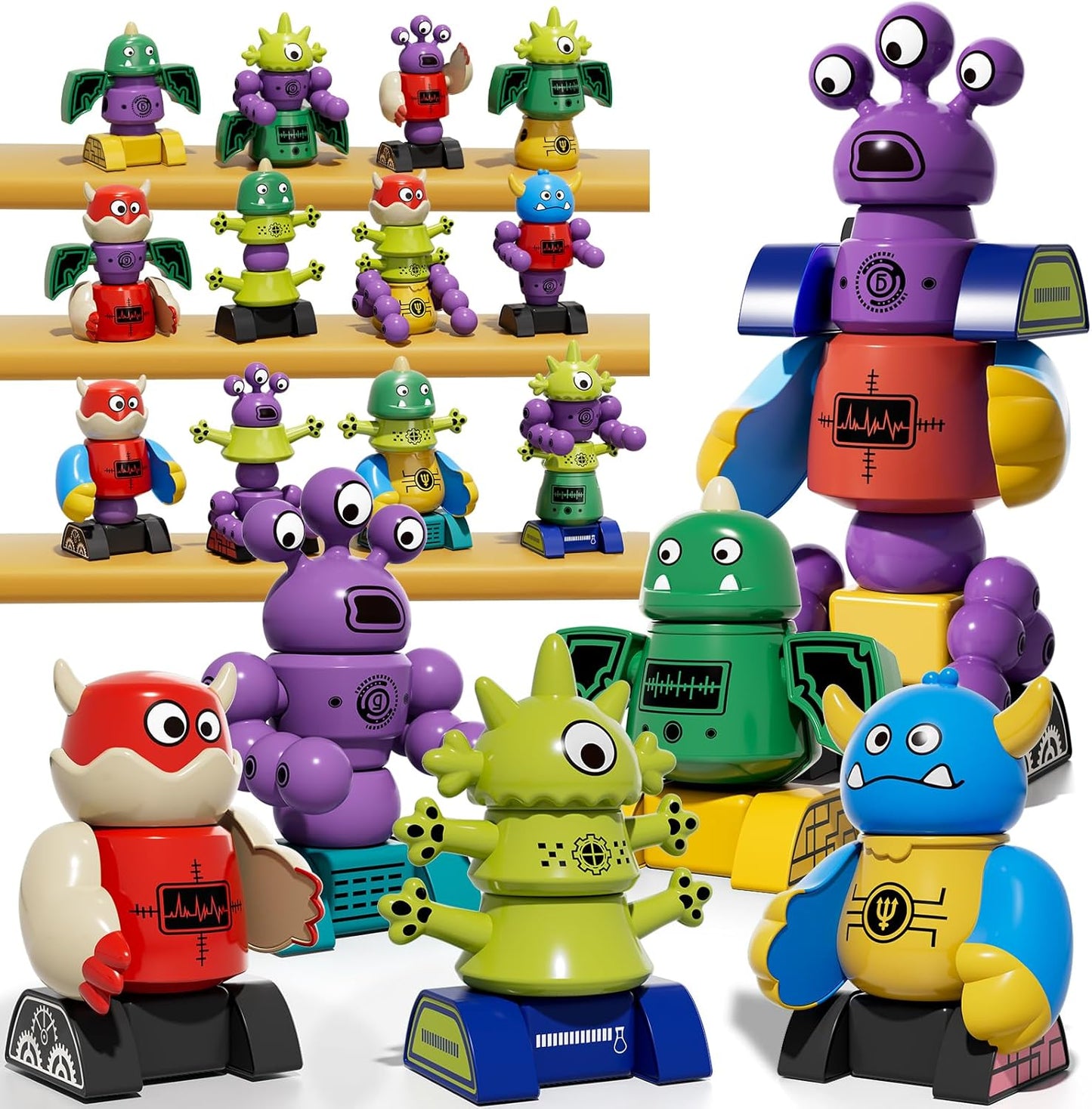 Magnets Robot Building Toys for Kids Ages 3-5 4-8 - 106 PCS Monsters Toys Robot Stacking Building Blocks Set with Storage Box, Creative Learning Christmas and Birthday Gifts for Boys Girls 2-4