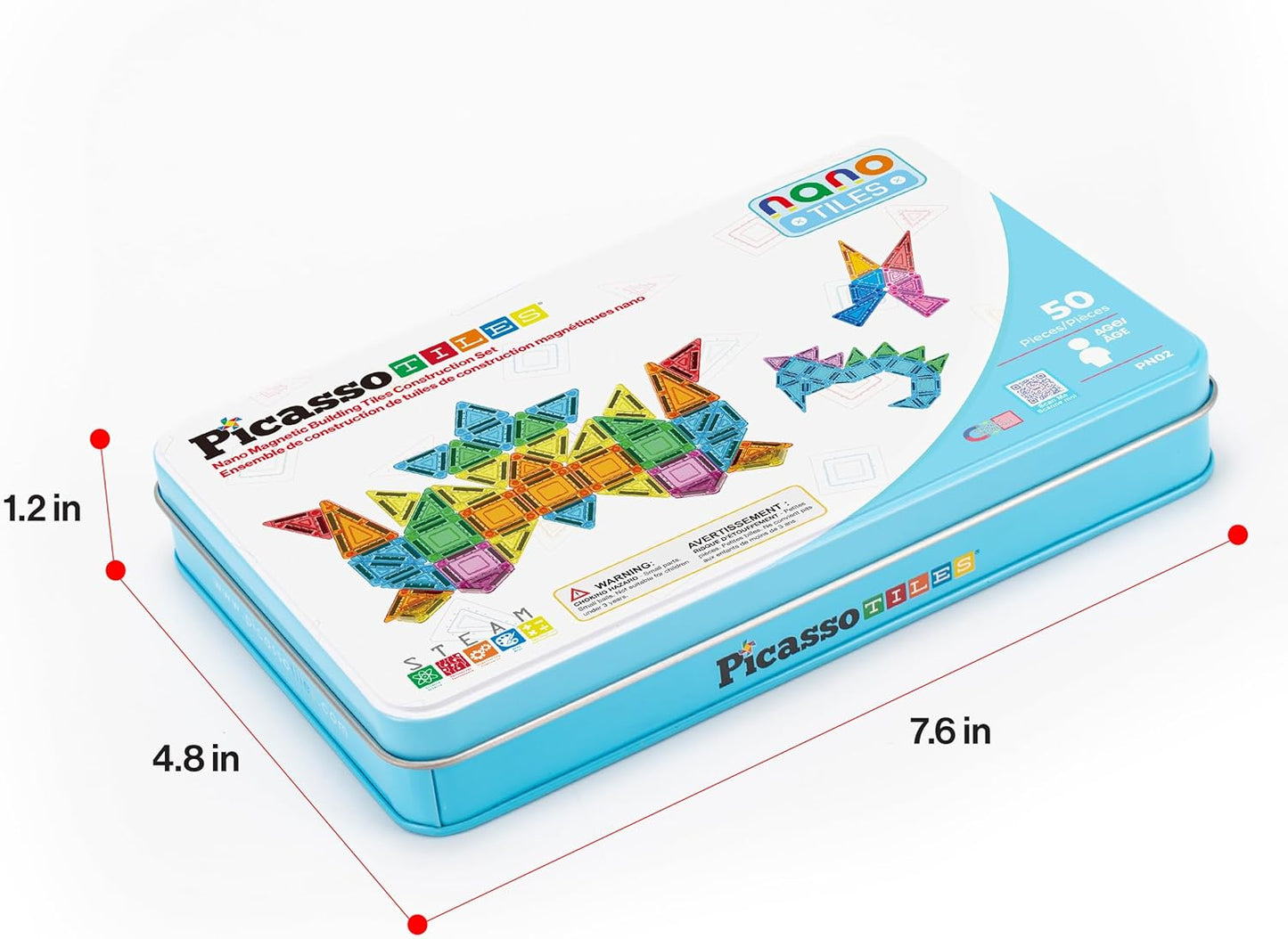 PicassoTiles 60 pcs Mini Magnetic Tiles Magnet Toys Travel-Friendly On-The-Go Building Blocks for Kids Compact Lightweight Creative playset Preschool Montessori Early Learning STEM Kids Toy Ages 3+.