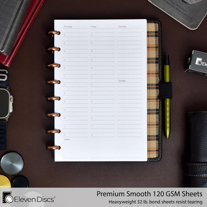 Eleven Discs Discbound Paper, Junior Size Mileage Log Sheets - Premium 120gsm Heavyweight Notebook & Planner Refills - 8 Discs, 5.5 x 8.5 in - Punched for Circa, Arc, TUL (50 Sheets)