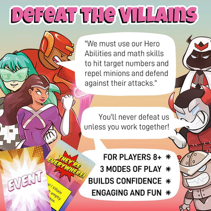 Outnumbered: Improbable Heroes Board Game - A Mensa Award Winning Superhero Math Game | Fun & Educational Game for Kids, Adults, and Families | STEM Toy to Learn Multiplication & Division