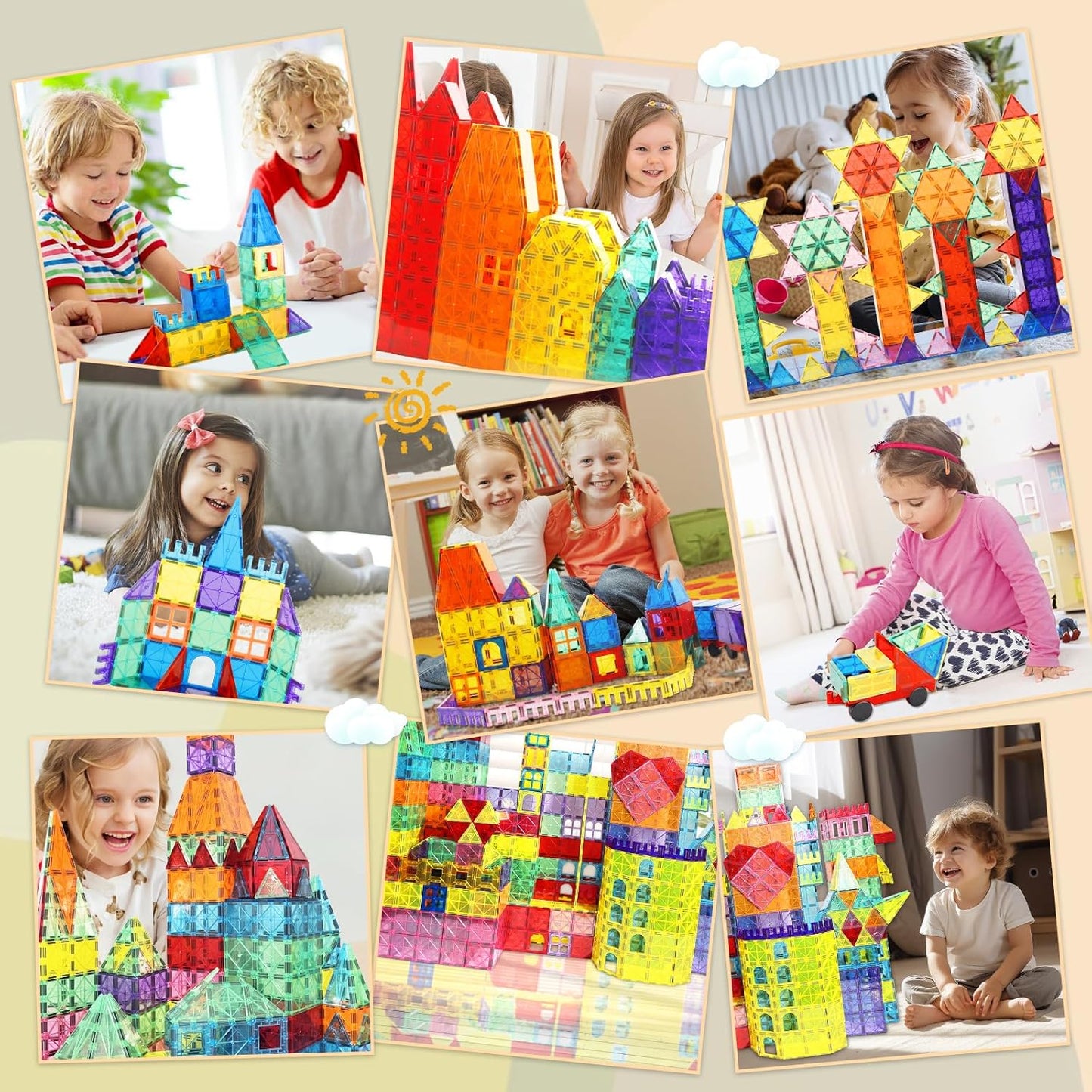 Paaxido Magnetic Tiles - 130PCS Magnetic Blocks for Kids, Magnet Tiles Building Blocks Set with 2 Cars, Construction STEM Magnet Toys Gift for Kids, Boys and Girls 3 4 5 6 7 8+ Year Old