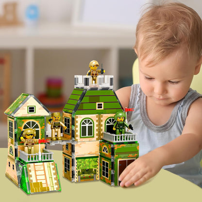 PicassoTiles 60pc Magnetic Tile Princess Castle Building Set with Double Sided Printed Tiles 2 Character Figures STEM Educational Toy Kit for Kids Pretend Play Montessori Learning Ages 3 to 8 PTQ04