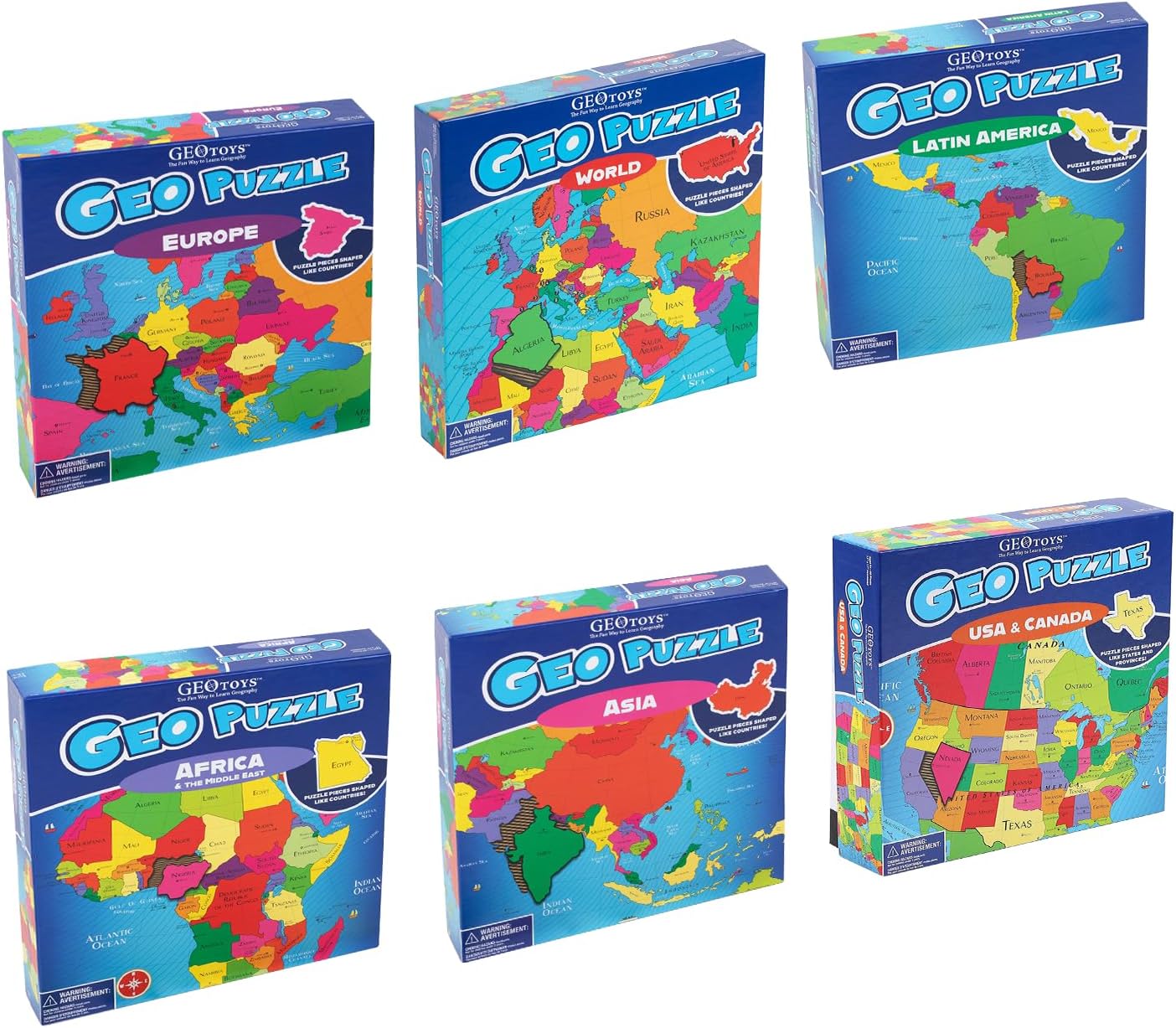 GeoToys GeoPuzzle, World Jigsaw Puzzles, 68 Pc Geography Game & Map Puzzle, Educational Games & Kids Learning Activities, Puzzle Gifts for Children Ages 6-9, Fun Learning Toys for Kids