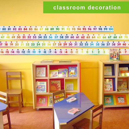 Fancy Land Number Line for Classroom Wall Bulletin Board Border Rainbow -20 to 100 Classroom Decoration 36ft 1 Roll Math Classes Decor