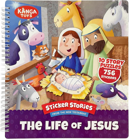 Activity Sticker Book 7 and Up The Life of Jesus Sticker Stories Puzzle Book Explore 10 New Testament Adventures 756 Reusable Stickers Spiral Binding