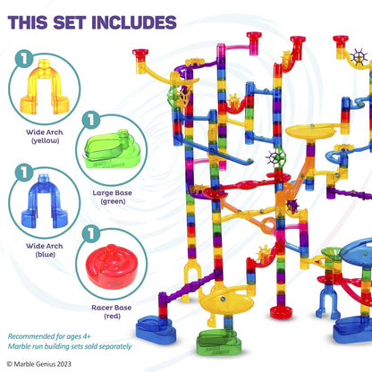 Marble Genius Stable Bases, 4pcs Marble Run Accessory Set for Kids Ages 4+, Fun Ultimate Marble Track Race Add-on Kit for Teens STEM