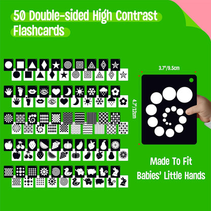 50 PCS Kid First Cognitive Flashcards,Double Sided Printed 7 in 1 Colorful Cards Alphabet,Numbers, Foods,Animals,Shapes,Colors with 3 Reclosable Rings,Learning Tool for Pre-K Kindergarten Toddlers