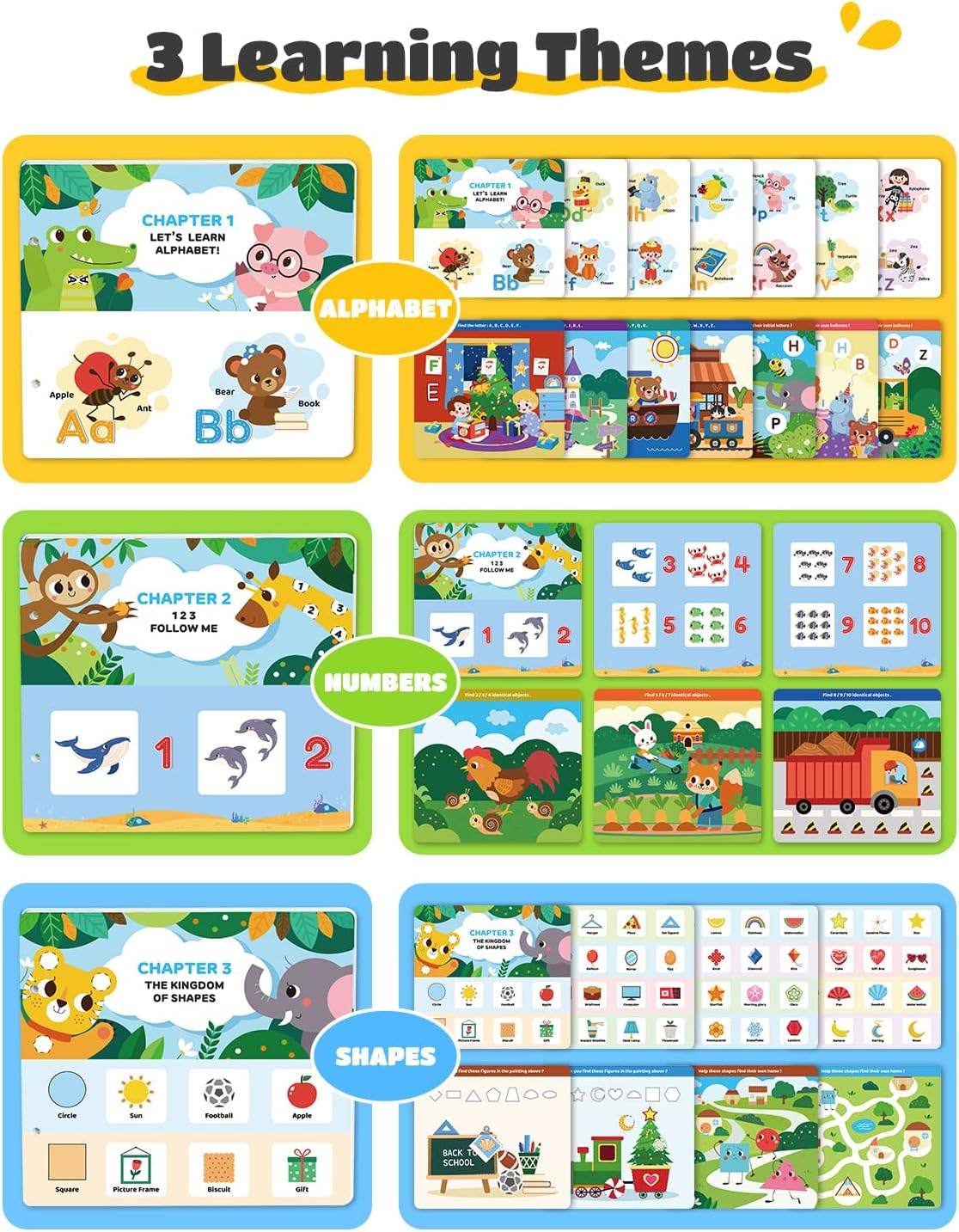 JUPITEARTH Mess Free Coloring Book, Reusable Water Painting Book with 2 Refillable Water Pens 28 Pages, Travel Airplane Road Trip Activity for Toddlers