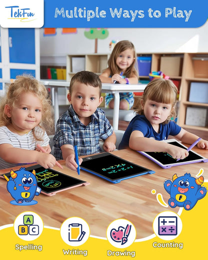TEKFUN Kids Toys, 2Pcs LCD Writing Tablet with 4 Stylus, 8.5in Erasable Doodle Board Mess Free Drawing Pad for Kids, Car Trip Educational Toys Birthday for 3 4 5 6 7 Girls Boys