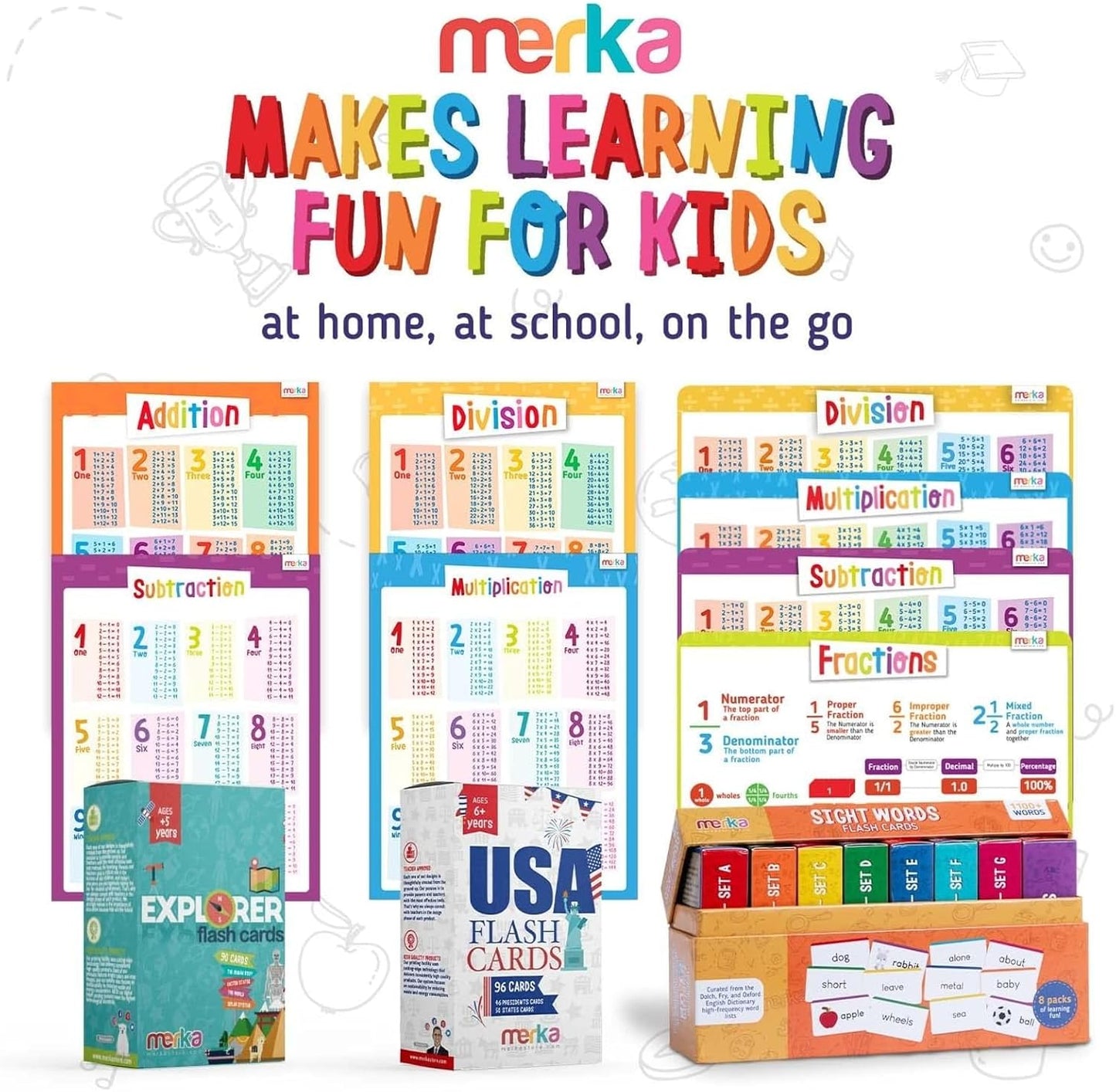 merka Math Flash Cards, 169 Flashcards in Total, Multiplication Learning Mathematics, Create Game for Kids, Classroom and Homeschool Toys, 1st to 4th Graders, Ages 4-14