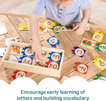 Melissa & Doug Self-Correcting Alphabet Wooden Puzzles with Storage Box (52 pcs) ABC Puzzles, Wooden Alphabet Puzzle for Kids Ages 4+