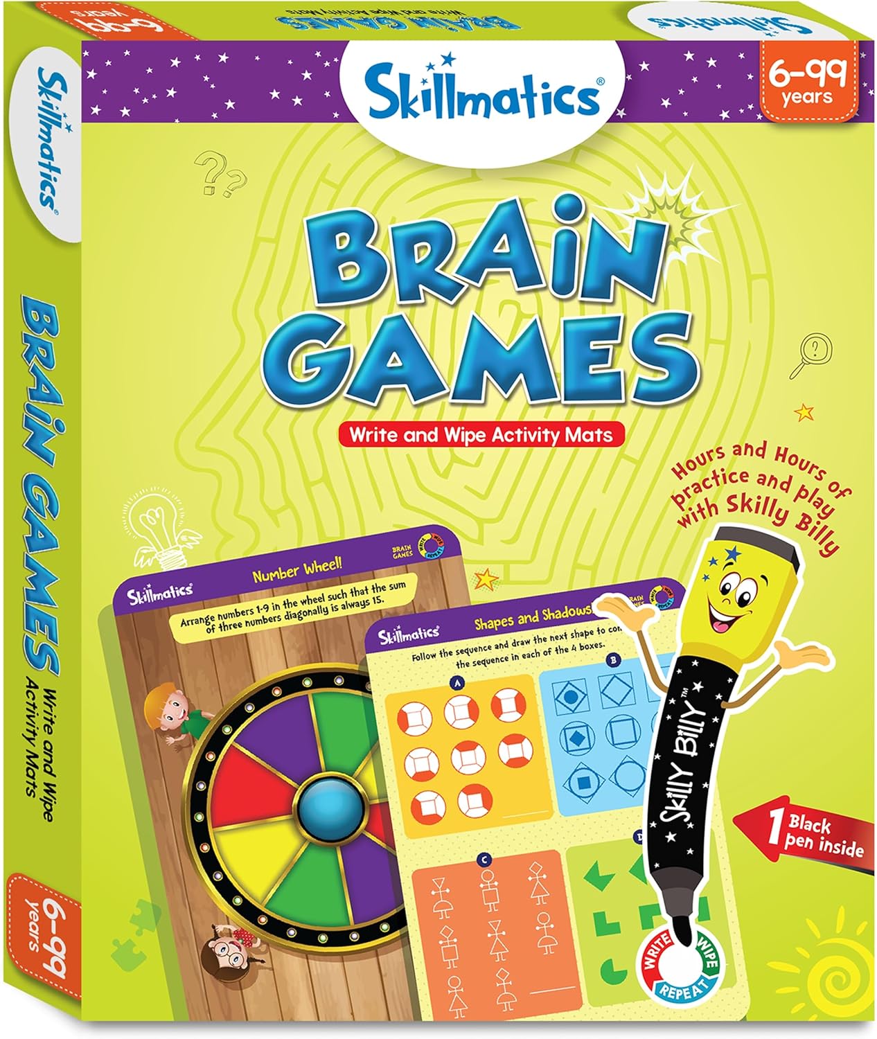 Skillmatics Educational Game - Dots & Mazes, Reusable Activity Mats with Dry Erase Marker, Gifts, Travel Toy, Ages 3 to 6