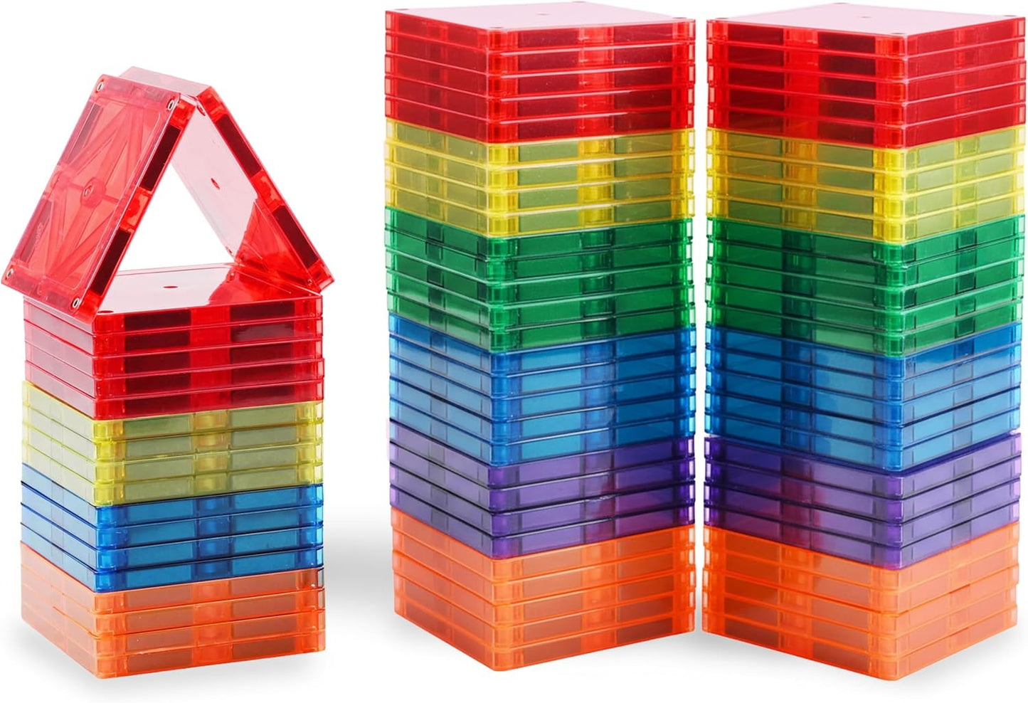 Playmags Magnetic Tiles, 30-Piece Magnet Squares Expansion Set, Construction Building Blocks, Starter Set for Kids Ages 3+