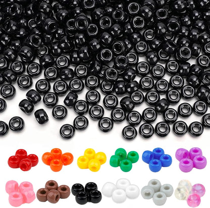 Dowsabel Brown Pony Beads Bulk 1000 Pcs 6x9mm, Large Hole Kandi Hair Beads for Braids Bracelets, DIY Friendship Bracelets Necklaces Jewelry Making Crafts and Gifts