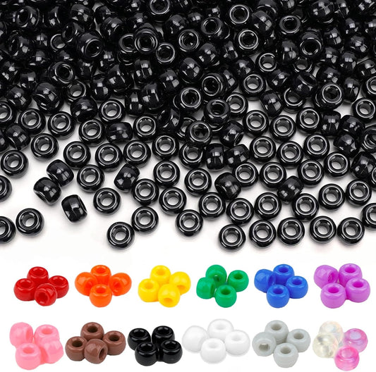 Dowsabel Brown Pony Beads Bulk 1000 Pcs 6x9mm, Large Hole Kandi Hair Beads for Braids Bracelets, DIY Friendship Bracelets Necklaces Jewelry Making Crafts and Gifts