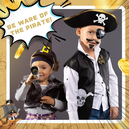 Deekin 12 Pcs Pirate Telescope Toy for Kids Pirate Birthday Toddler Telescope Spyglass Mini Treasure Hunt Pirates Ship Toys for Kids Birthday Party Favors