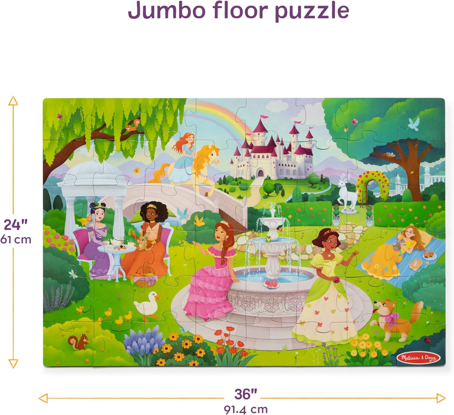 Melissa & Doug Fairy Tale Castle, Storybook Princess Themed Jumbo Floor Puzzle, 48-Piece Jigsaw Puzzle, 3 x 2 Foot Toddler Puzzles for Kids Ages 3+
