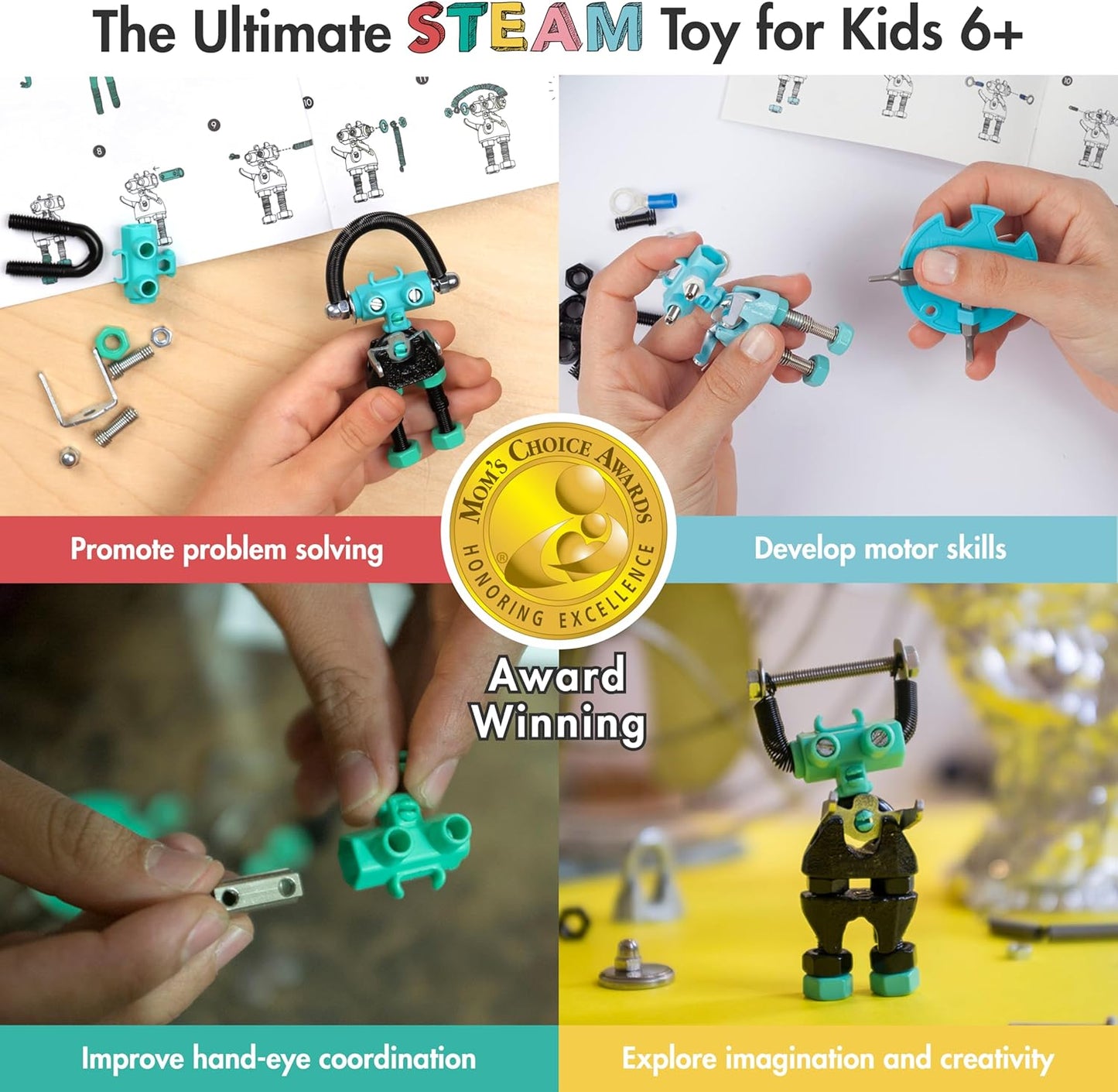 The Off Bits CareBit Build Your Own Robot Toy Construction Set, Educational Gift STEM Activities Learning Kit, Creative Build and Play Model Kit Steam Toys for 6 7 8 9 10+ Year Old Boys & Girls