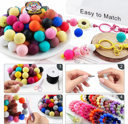 65Pcs 19mm Silicone Beads for Keychain Making Bracelet Necklace, Bulk Round Silicone Beads for Pens（Christmas Green） - Colors A