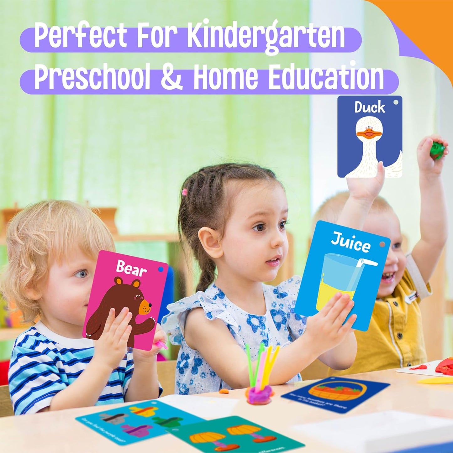 50 PCS Kid First Cognitive Flashcards,Double Sided Printed 7 in 1 Colorful Cards Alphabet,Numbers, Foods,Animals,Shapes,Colors with 3 Reclosable Rings,Learning Tool for Pre-K Kindergarten Toddlers