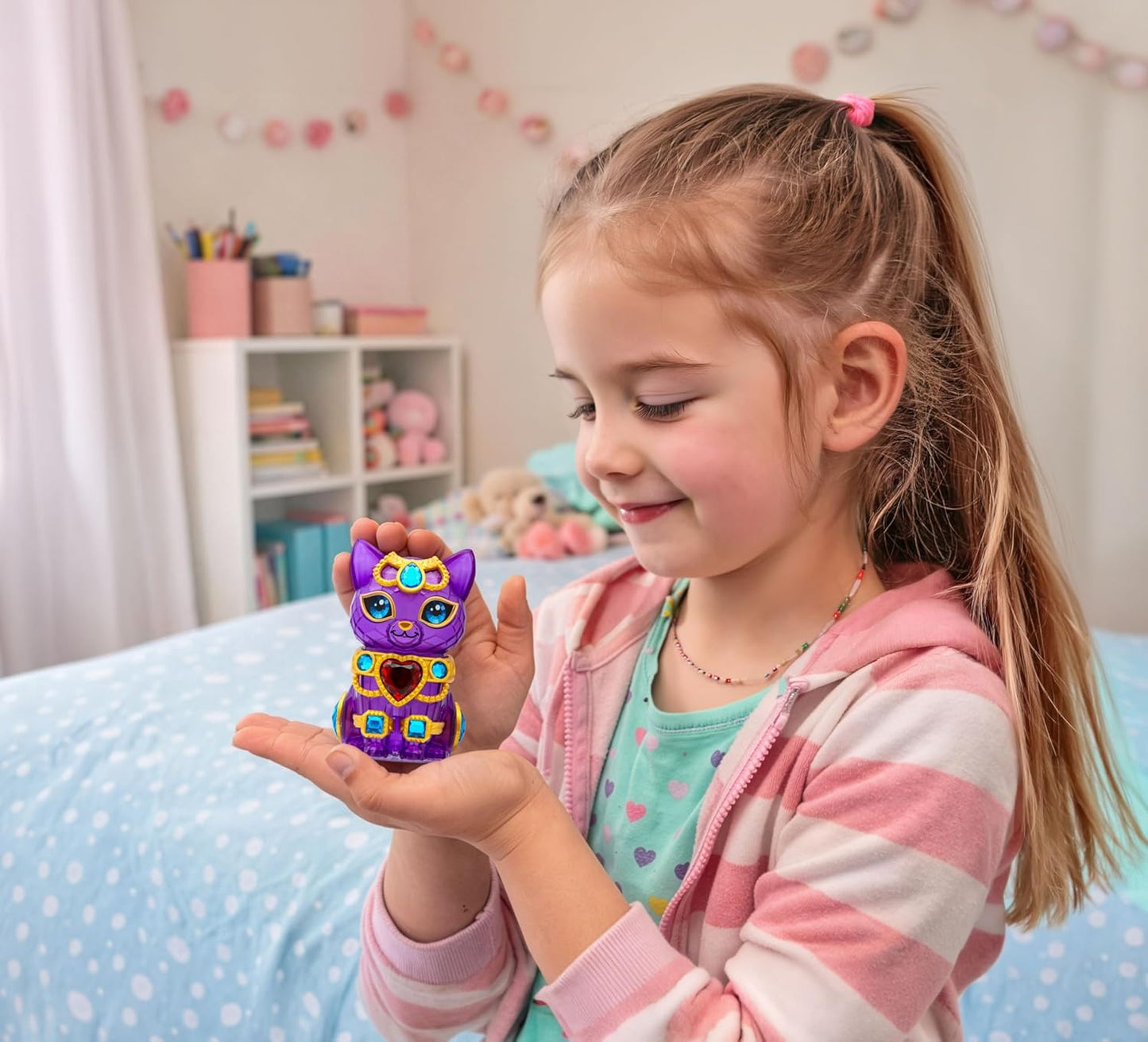 Gem Pets Purple Diamond Bunny Treasure Dig Kit with Lilac-Scented Soap, Includes 10 Gems, 4 Accessories & Digging Tool to Decorate Pet, Mess-Free Excavation Activity for Kids, Pink Doll & Purple Gems
