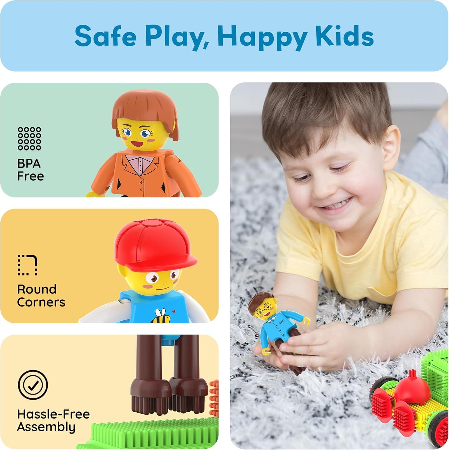 PicassoTiles 120pcs Hedgehog Interlocking Building Blocks Tiles Construction Toy Set Learning Playset STEAM Development Preschool Kindergarten Toy for Kids Age3+ PTB120