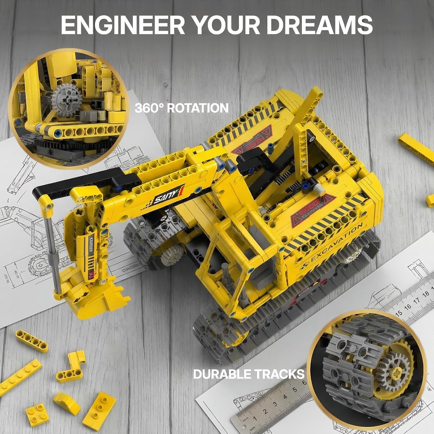 STEM Toys, App and Remote Control Excavator for Boys, Science Kit Robotics for Kids Ages 12-16, Educational RC Bulldozer Toy, STEM Kits for Kids Age 12-14, Construction Gift