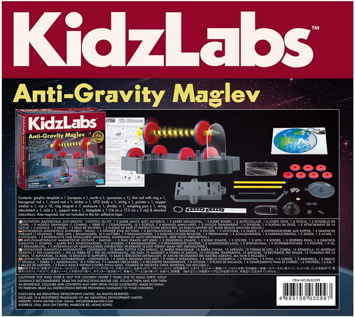4M Kidzlabs Anti Gravity Magnetic Levitation Science Kit - Maglev Physics Stem Toys Educational Gift for Kids & Teens, Girls & Boys (3686)