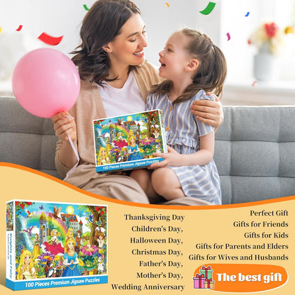 100 Pieces Puzzles Toys for Kids Ages 4-10, Knight & Princess Theme Jigsaw Puzzles, Preschool Educational Brain Teaser Puzzle for Boys and Girls 3 4 5 6 Years Old