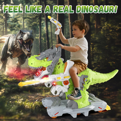 Kids Electric Dinosaur Ride On Toys, Toddler Ride On Cars with Music, Light & Smoke, Preschool Kids Scooter Foot-to-Floor Walker, Toddler Electric Car Toy Chrismas Birthday Gifts Indoor Outdoor,Yellow